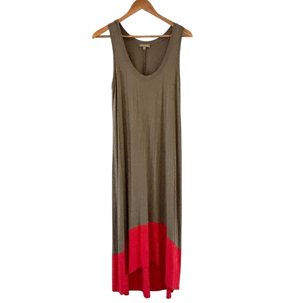 Lilla P Maxi Tank Dress Womens M Colorblock Scoop Neck Jersey Coastal Beach